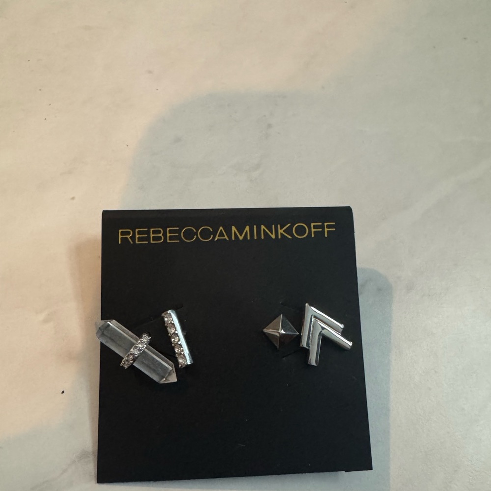 Rebecca Minkoff Geometric Silver Earring Set